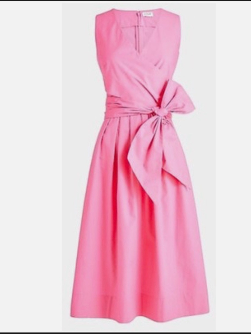J. Crew Bright Pink Sleeveless Wrap-Style Midi Dress Size 20